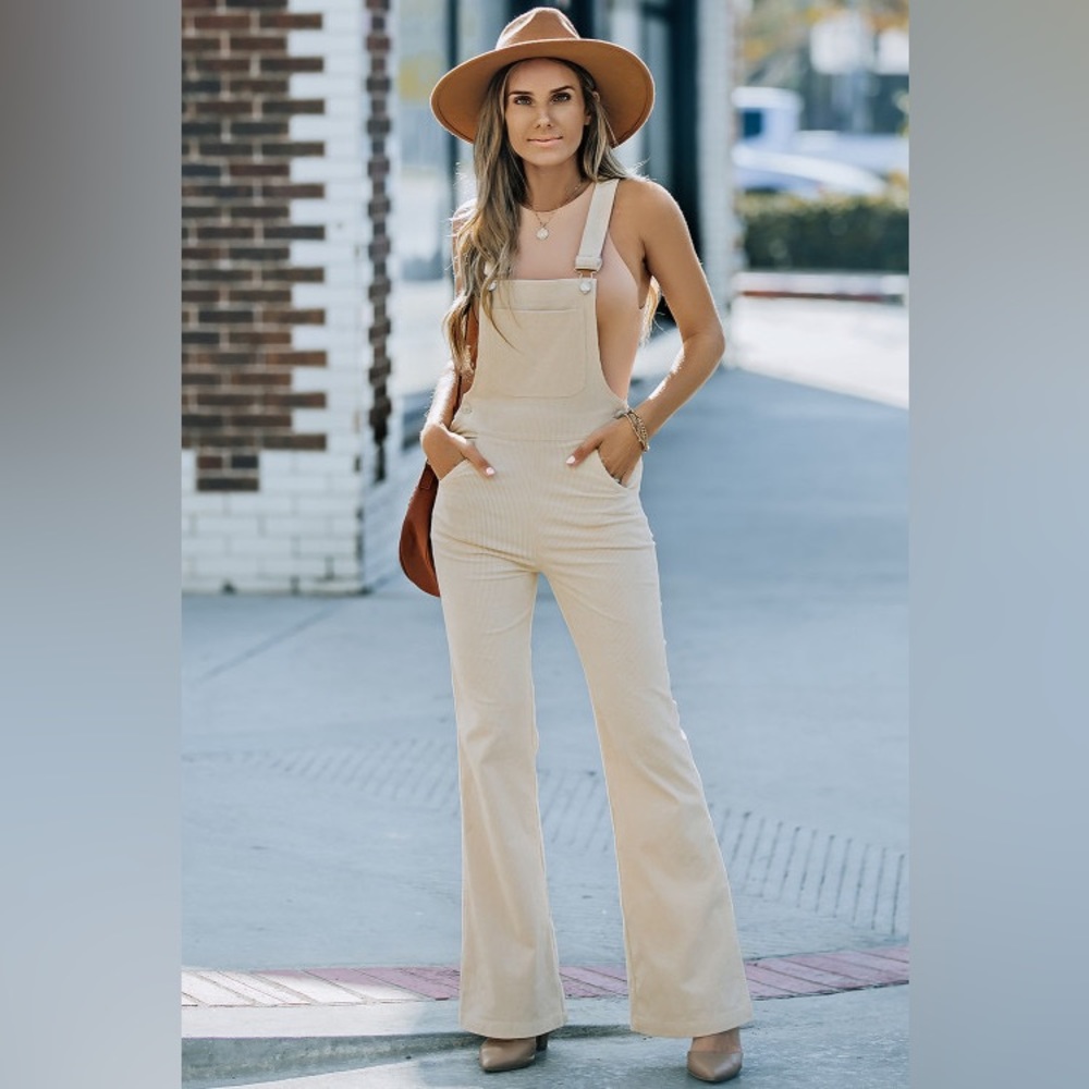 Corduroy Tight Flare Overalls